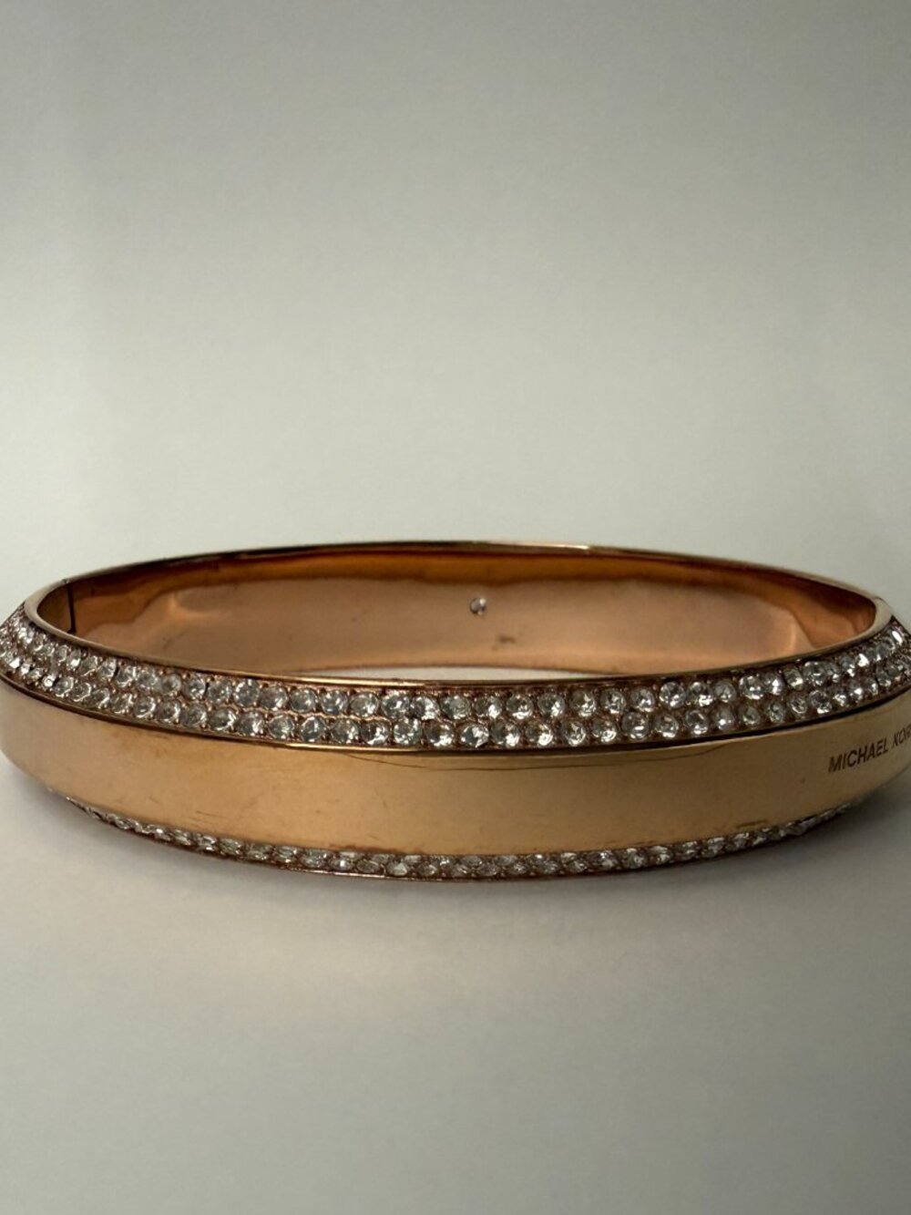 Michael Kors Brilliance Pave Logo Plaque Hinged Bangle Bracelet - Picture 14 of 16